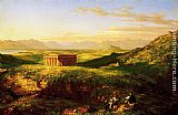 Famous Temple Paintings - The Temple of Segesta with the Artist Sketching